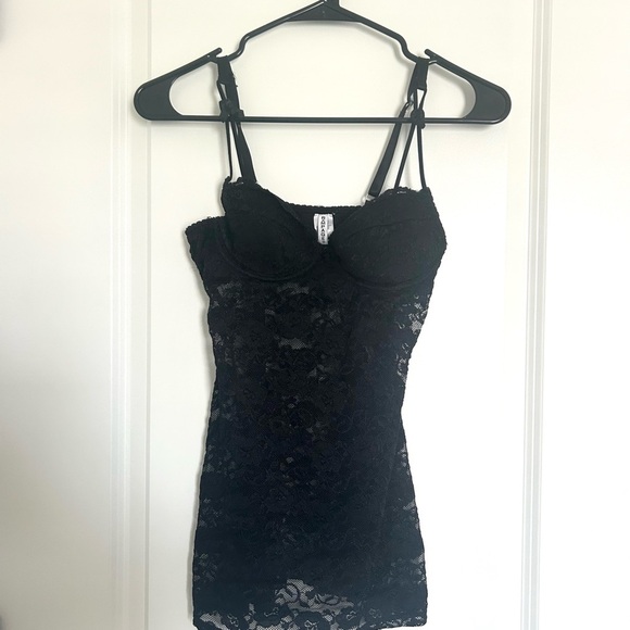 Rampage Black Lace Camisole with Spaghetti Straps Built in Bra Small - Picture 2 of 5